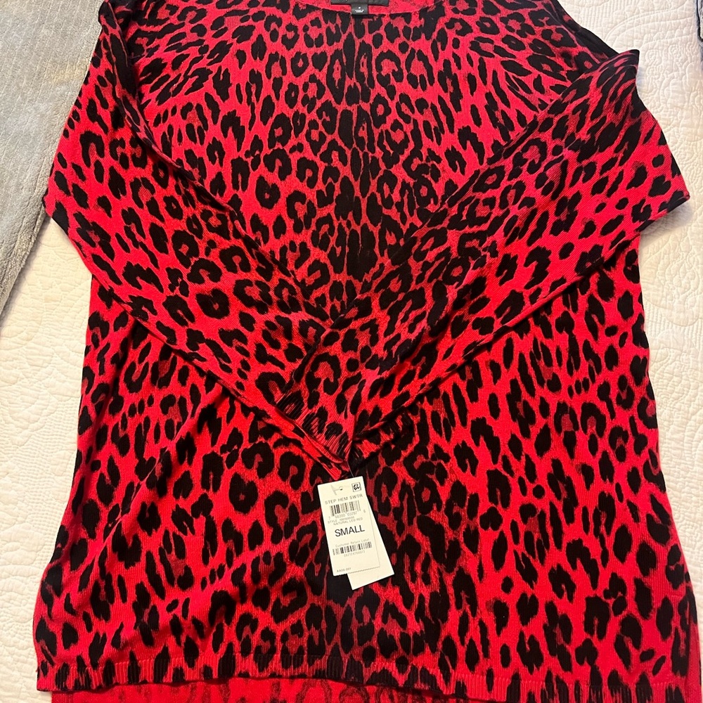 Leopard Print Red and Black Women's Top